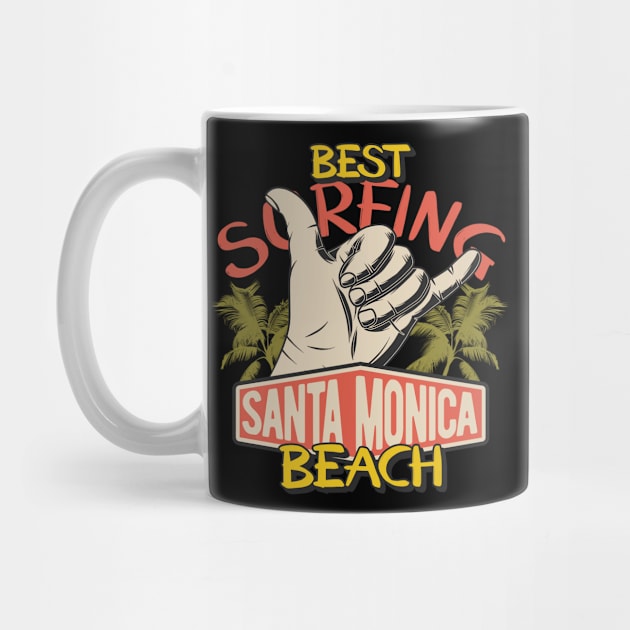 Best Surfing Santa Monica Beach Gift Tshirt by gdimido